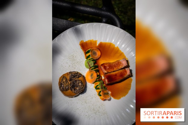 Restaurant Papylles à Bois-le-Roi - les photos - Veau du Cantal de Didier Puech En trois services, légumes de la ferme des Gogottes