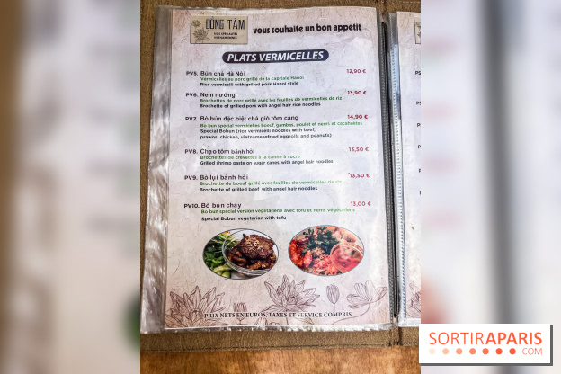 Dong Tam restaurant vietnamien Paris 13e -  carte - menu
