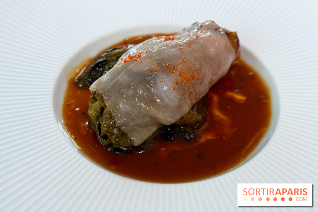 Geoélia - Sucrine braisée, jus de homard, sauce Grand Veneur