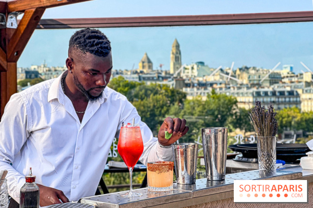 Bar Les Ombres : cocktails & tapas sur le rooftop du Musée du Quai Branly avec vue sur la tour Eiffel