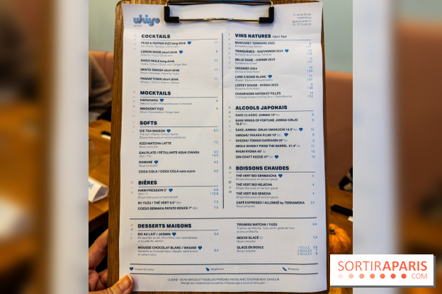 Ukiyo Ramen à Paris - menu - carte