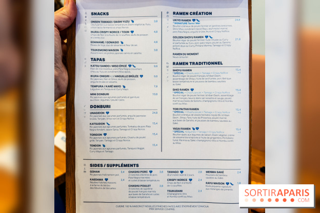 Ukiyo Ramen à Paris - menu - carte