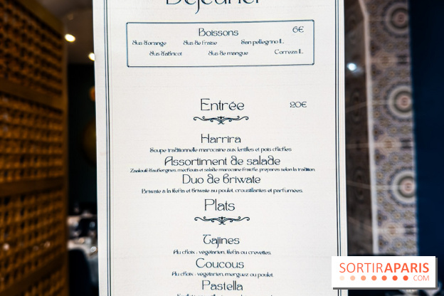 Gamra, le restaurant marocain Paris 17e - manu - carte 