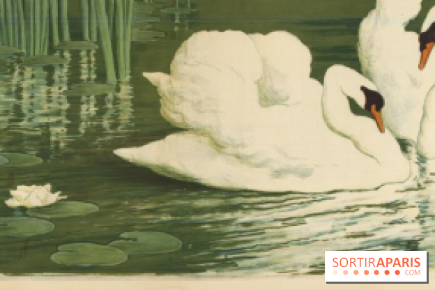 Les Cygnes, Alfredo Müller, 1903 Frise - 52,5 x 148 cm