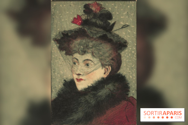 Tête de la Parisienne, Eugène Delâtre, 1893 Eau-forte et aquatinte en couleurs - 13,2 x 18,2 cm