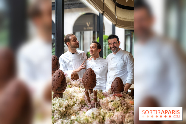 L'Oeuf de Pâques floral du George V Paris 2026 par Michael Bartocetti - les photos  - chefs - Michael Bartocetti, William Renaud, Guillaume Cabrol