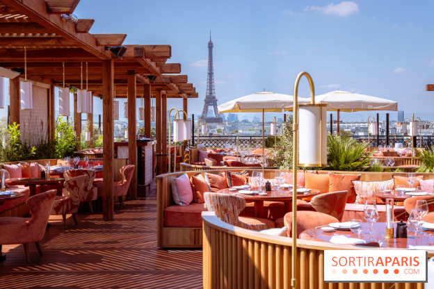 La terrasse en rooftop du Kinugawa à l'hôtel Sax Paris 7e