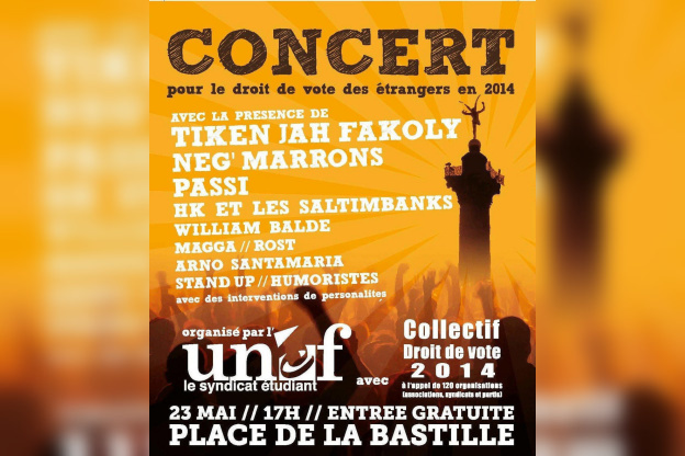Concert pour le droit de vote des étrangers en 2014