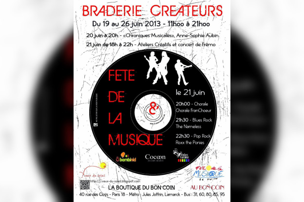 Braderie de Créateurs pour la Fête de la Musique du 19/26 juin 2013 !