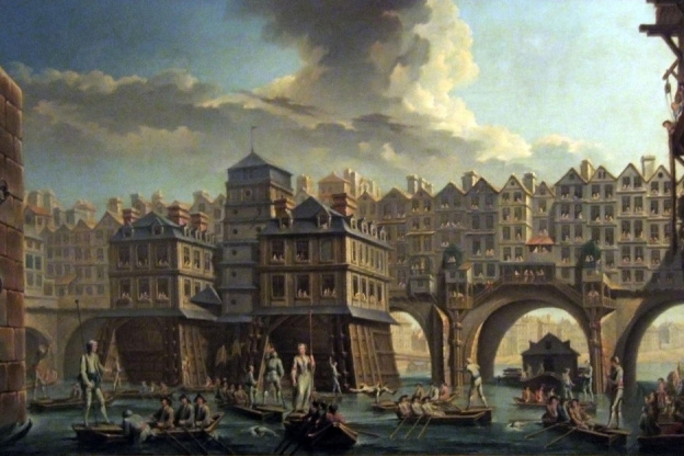 Nicolas Jean-Baptiste Raguenet, La joute des mariniers, entre le pont Notre-dame et le pont au Change (1715-1793)