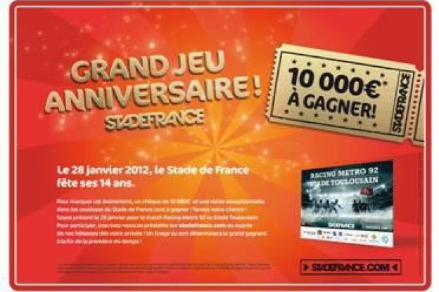 10000e à gagner satade de france, racing metro 92, stade toulousain