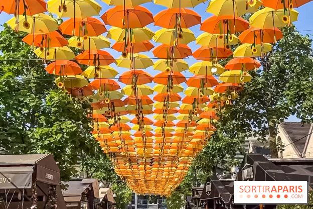 Un ciel de parapluies et tournesols à Bercy Village, l'installation magique de Patrícia Cunha