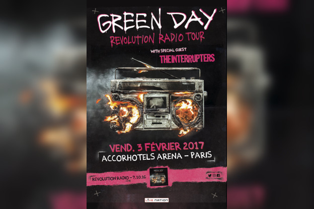 Green Day en concert à l'Arena Bercy de Paris en février 2017
