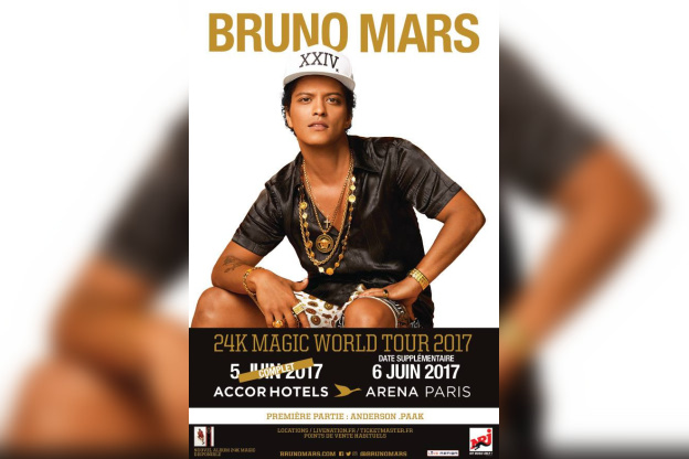Bruno Mars en concerts à Paris en 2017