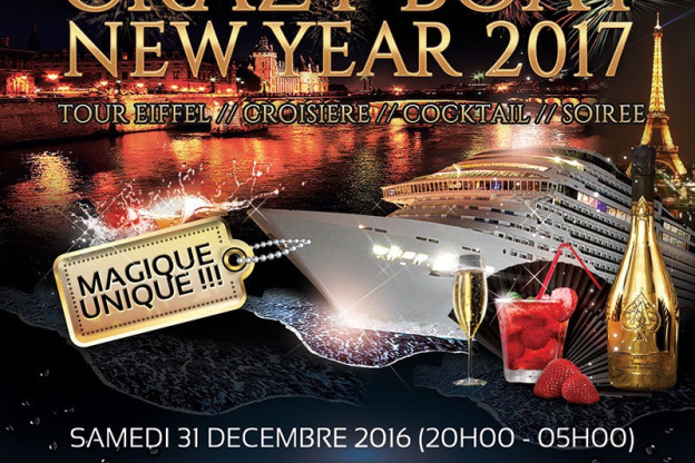 Réveillon 2017 à Paris : Crazy Boat Tour Eiffel Croisière VIP New Year 2017 au River's King