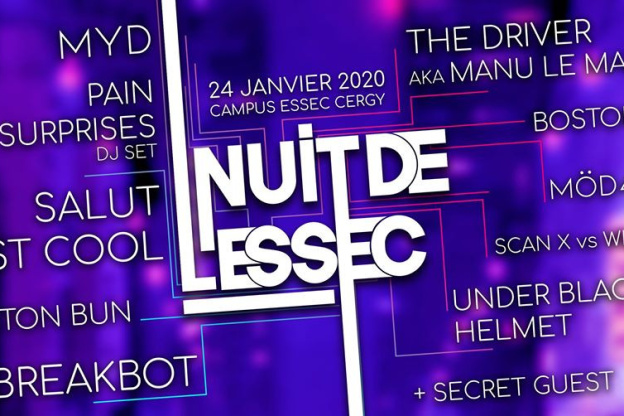 Nuit de l'ESSEC 2020 à Cergy avec Salut C’est Cool, Breakbot, The Driver