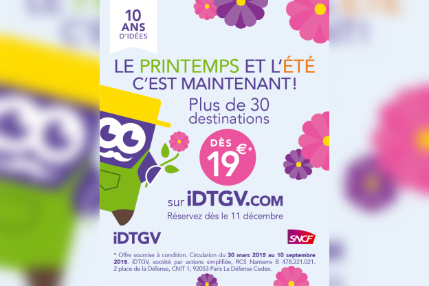 iDTGV lance l’ouverture de ses ventes Printemps / Été