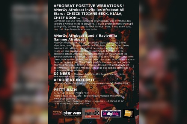 ANerGy Afrobeat invite les Afrobeat All Stars : Cheick Tidiane Seck, Kiala, chief Udoh