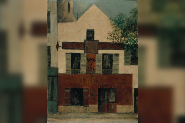 Maurice Utrillo
Place du Tertre à Montmartre,
Restaurant de la Mère Catherine, vers 1912
Huile sur toile, 80 x 60,5 cm
Collection particulière, Suisse.
© Jean Fabris © Adagp, Paris 2008