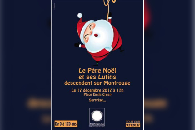 Le Père Noël et ses lutins descendent du ciel à Montrouge