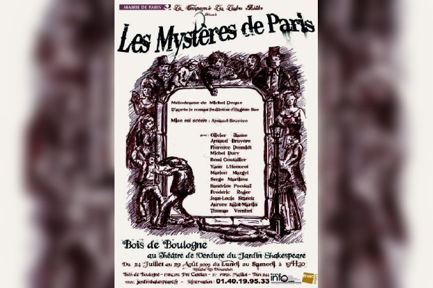 Mystères de Paris, théâtre de verdure, jardin shakespeare, Théâtre plein air