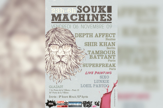 Souk Machines, Shir Khan, Depth Affect,Tambour Battant, Glazart, Soirée, Paris