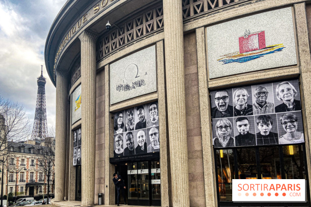 JR installe des portraits sur le Palais d'Iéna