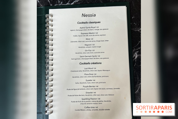 Nessia, le bistrot de chef - Paris 3e - Menu - carte cocktails