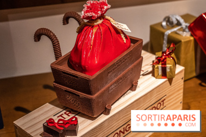 La Bûche de Noël d'Adrien Salavert aux Belles Perdrix de Troplong Mondot 2022 - hotte de vendanges du Père Noël