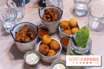 Jòia Bun - restaurant de burgers - Hélène Darroze -  croquetas fourrées aux macaronis au fromage - poulet frit