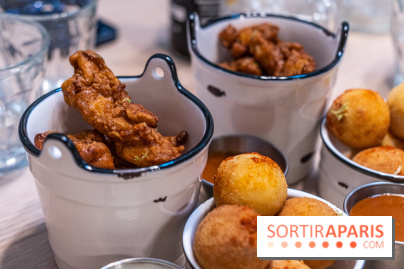 Jòia Bun - restaurant de burgers - Hélène Darroze -  croquetas fourrées aux macaronis au fromage - poulet frit