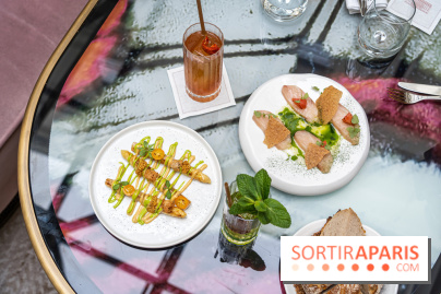 Rivages restaurant du Scribe par Martin Simolka -  asperges blanches des landes - moutarde fumée - kumquat et sériole ikejime - mojito mélisse