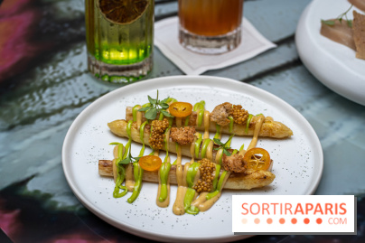 Rivages restaurant du Scribe par Martin Simolka -  sperges blanches des landes - moutarde fumée - kumquat
