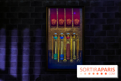 Harry Potter l'exposition coupe des quatre maisons sabliers