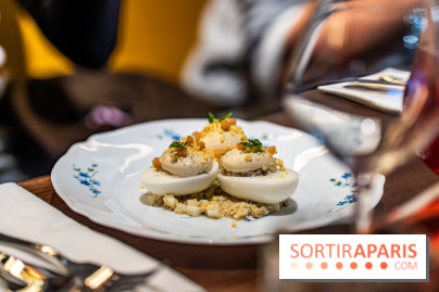 Bistrot Podium, le restaurant festif avec la carte de Glenn Viel -  L'oeuf mimosa au tourteau