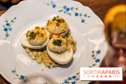 Bistrot Podium, le restaurant festif avec la carte de Glenn Viel -  L'oeuf mimosa au tourteau