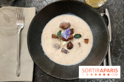 Ma Dame, le restaurant de l'hôtel Marignan Champs-Elysées - Bouillon châtaignes guanciale ricotta
