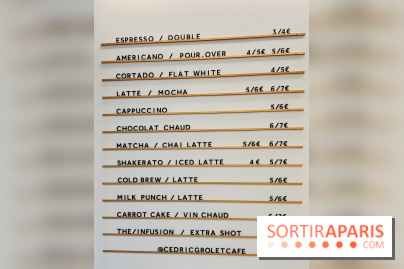 Cédric Grolet Café - Carte boissons chaudes