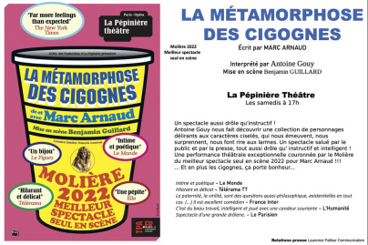 La métaphore des cigognes, spectacle primé, au Pépinière Théâtre 