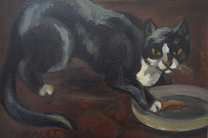 Campagne #32834 - Matou noir Huile Mourlot M.