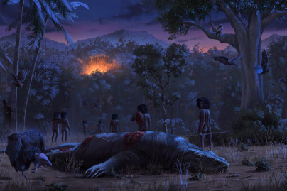 Campagne #33483 - Mondes Disparus Concept Art 7B Pléistocène Florès © Excurio MNHN