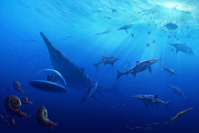 Campagne #33483 - Mondes Disparus Concept Art 4B Jurassique Aquatique © Excurio MNHN