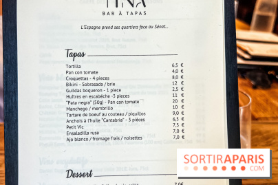 Tina restaurant - bar à Tapas Paris 6  - carte - menu