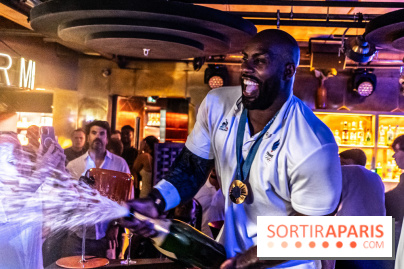 Teddy Riner fête sa 3e médaille d'or olympique au Bistrot Podium