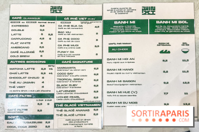 Phin Mi, le coffee shop vietnamien et banh mi Paris 5e - carte - menu 
