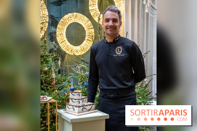 La bûche coffrets de Noël en trompe l'œil de Ladurée 2024 par Julien Alvarez et les créations de fête -  A7C2281