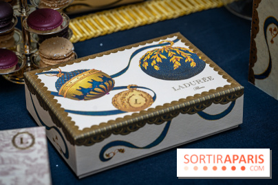 La bûche coffrets de Noël en trompe l'œil de Ladurée 2024 par Julien Alvarez et les créations de fête -  A7C2326