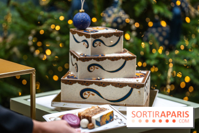 La bûche coffrets de Noël en trompe l'œil de Ladurée 2024 par Julien Alvarez et les créations de fête