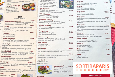 Pho Bida, le restaurant vietnamien  - carte-menu