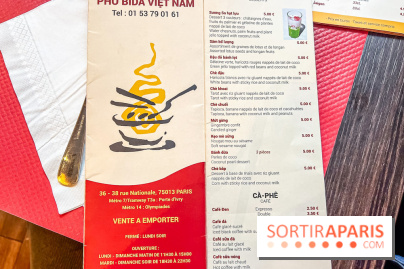 Pho Bida, le restaurant vietnamien  - carte-menu